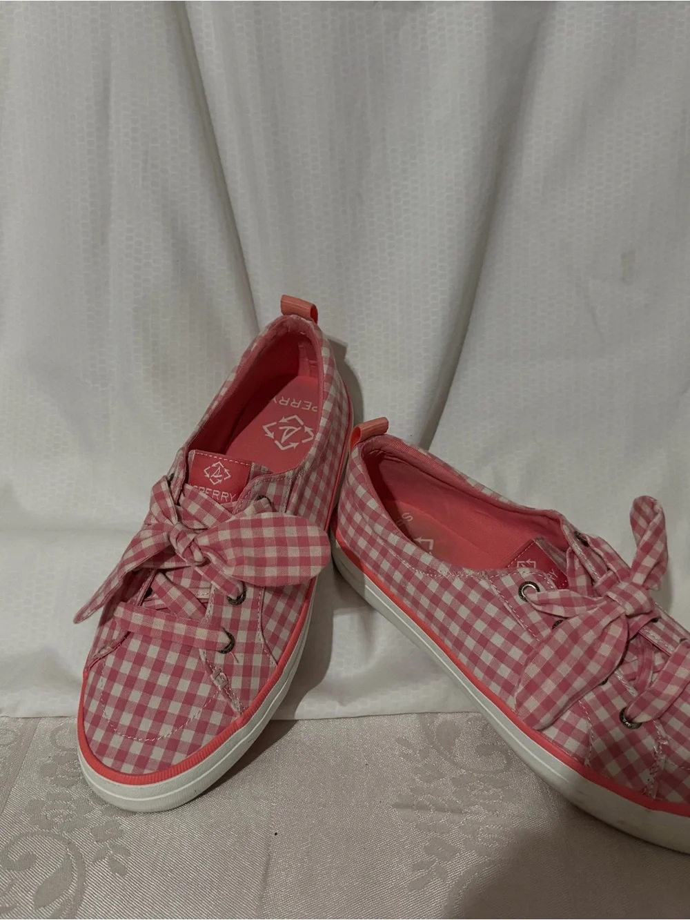 Sperry Kids Pink Gingham Bow Sneakers